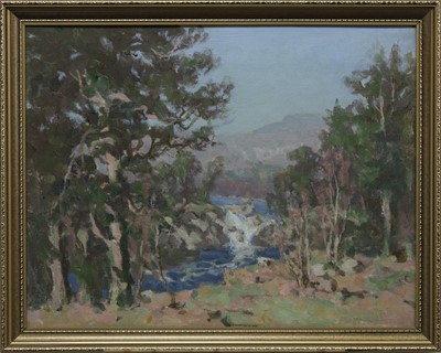 Lot 677 - RIVER FALLS, AN OIL BY WILLIAM WRIGHT CAMPBELL