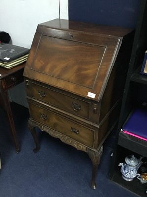 Lot 593 - A MAHOGANY BUREAU