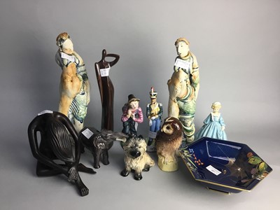 Lot 187 - A CARLTON WARE BOWL, ROYAL WORCESTER FIGURE AND OTHER CERAMICS