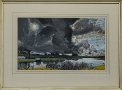 Lot 655 - STORMY SKIES, AN OIL BY WILLIAM CADENHEAD