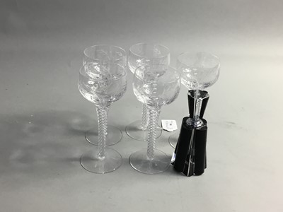 Lot 88 - A SET OF FIVE HOCK GLASSES AND A PERFUME BOTTLE