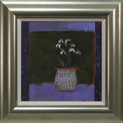 Lot 772 - POT OF SNOWDROPS, AN OIL BY AMARYLLIS JOHNSTON