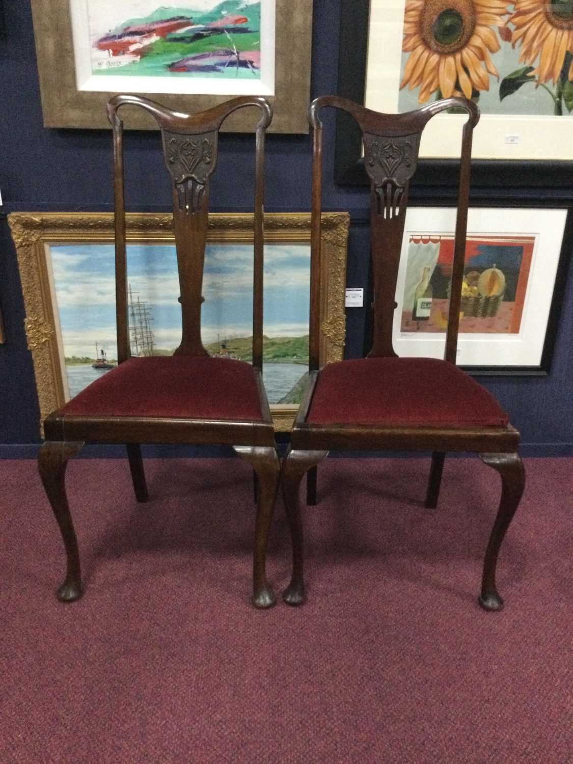 Lot 77 - A SET OF FOUR MAHOGANY DINING CHAIRS