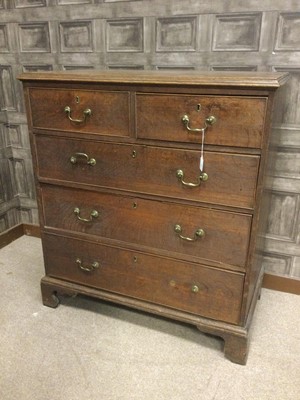 Lot 361 - A GEORGE III OAK CHEST OF DRAWERS