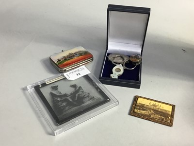Lot 32 - A GLASGOW INTERNATIONAL EXHIBITION 1888 SILVER BROOCH AND OTHER ITEMS