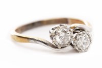 Lot 293 - EARLY TWENTIETH CENTURY DIAMOND TWO STONE RING...