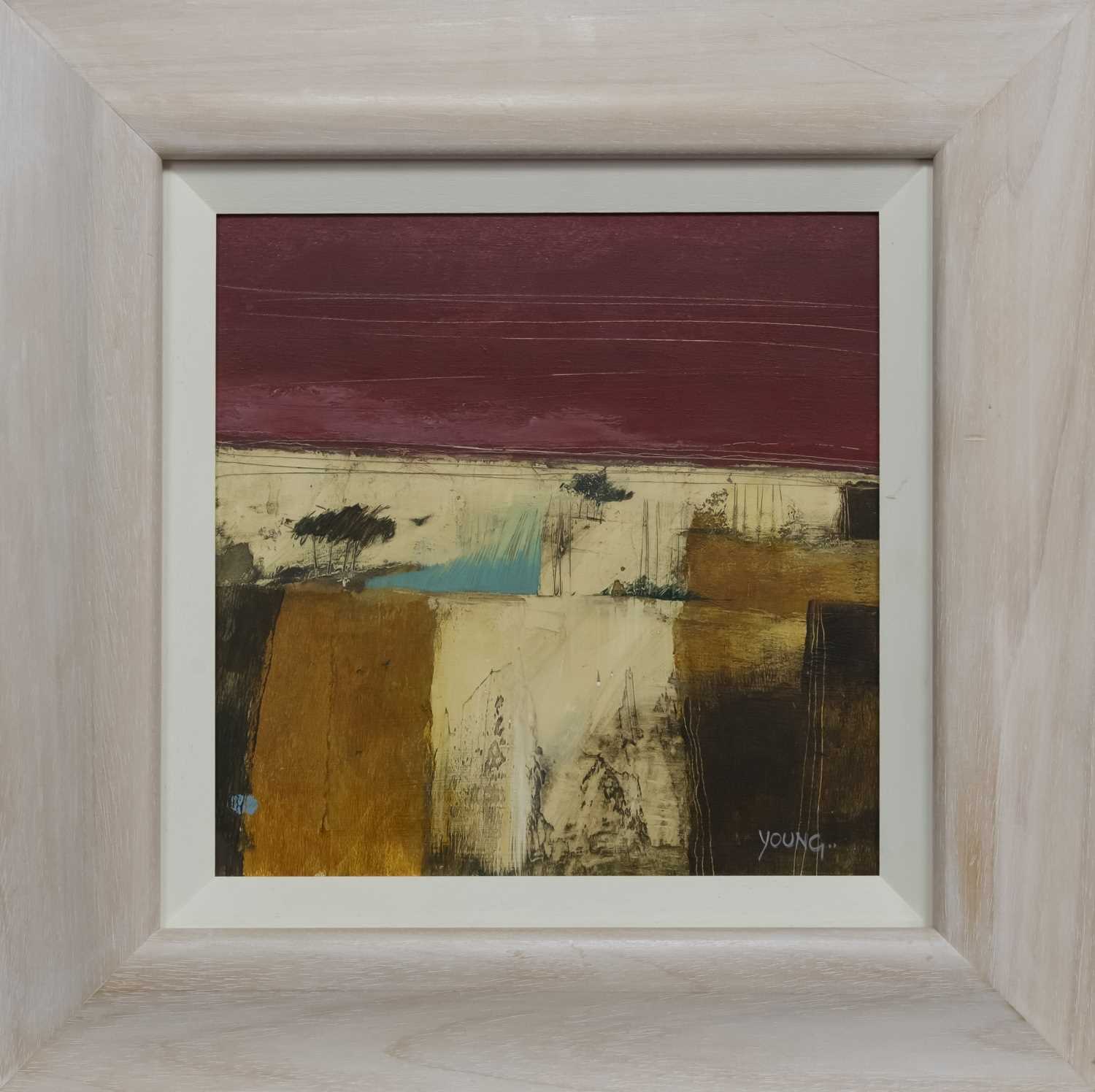 Lot 501 - RED AND AMBER, AN ACRYLIC BY GEORGIE YOUNG