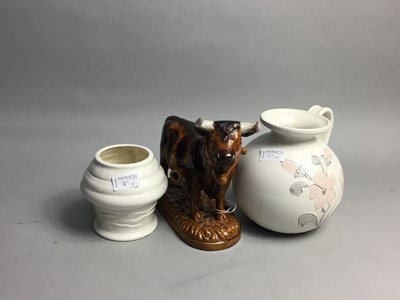 Lot 157 - A GLAZED POTTERY BULL AND OTHER CERAMICS