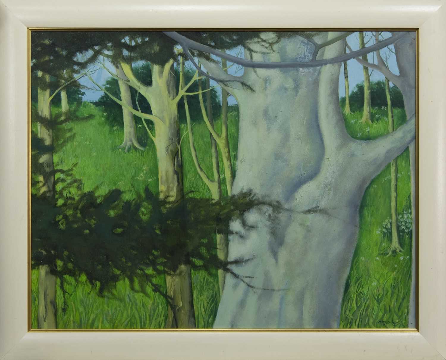 Lot 518 - BEECH TREE GROVE, AN OIL BY DONALD MORRISON BUYERS