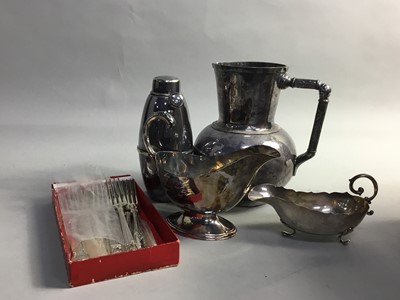 Lot 357 - A LOT OF SILVER PLATED ITEMS INCLUDING TEA SETS AND FLATWARE