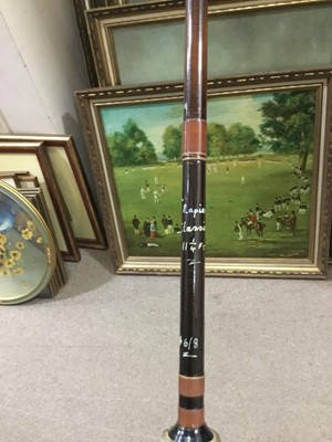 Lot 369 - A LOT OF FISHING RODS AND A FRAMED 'HARRY FAIRY FLIES' WALL HANGING