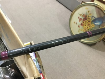 Lot 369 - A LOT OF FISHING RODS AND A FRAMED 'HARRY FAIRY FLIES' WALL HANGING