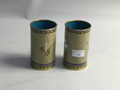 Lot 268 - A PAIR OF CHINESE CLOISONNE SPILL VASES