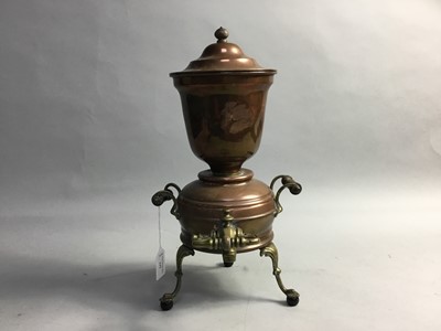 Lot 242 - A LATE 19TH CENTURY COPPER AND BRASS SAMOVAR