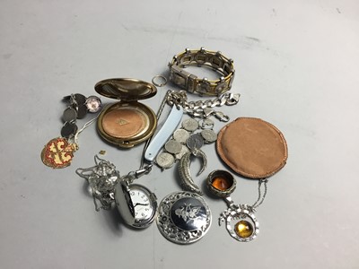 Lot 251 - A SILVER BROOCH, OTHER BROOCHES, BRACELETS AND A PENDANT