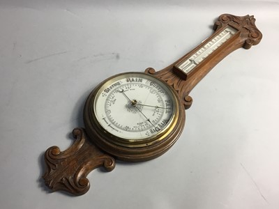 Lot 285 - A VICTORIAN WHEEL BAROMETER AND THERMOMETER