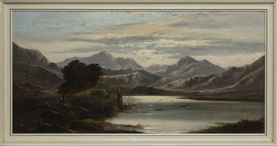 Lot 163 - EVENING, LLYN CEWELLYN, NORTH WALES, AN OIL BY CHARLES LESLIE