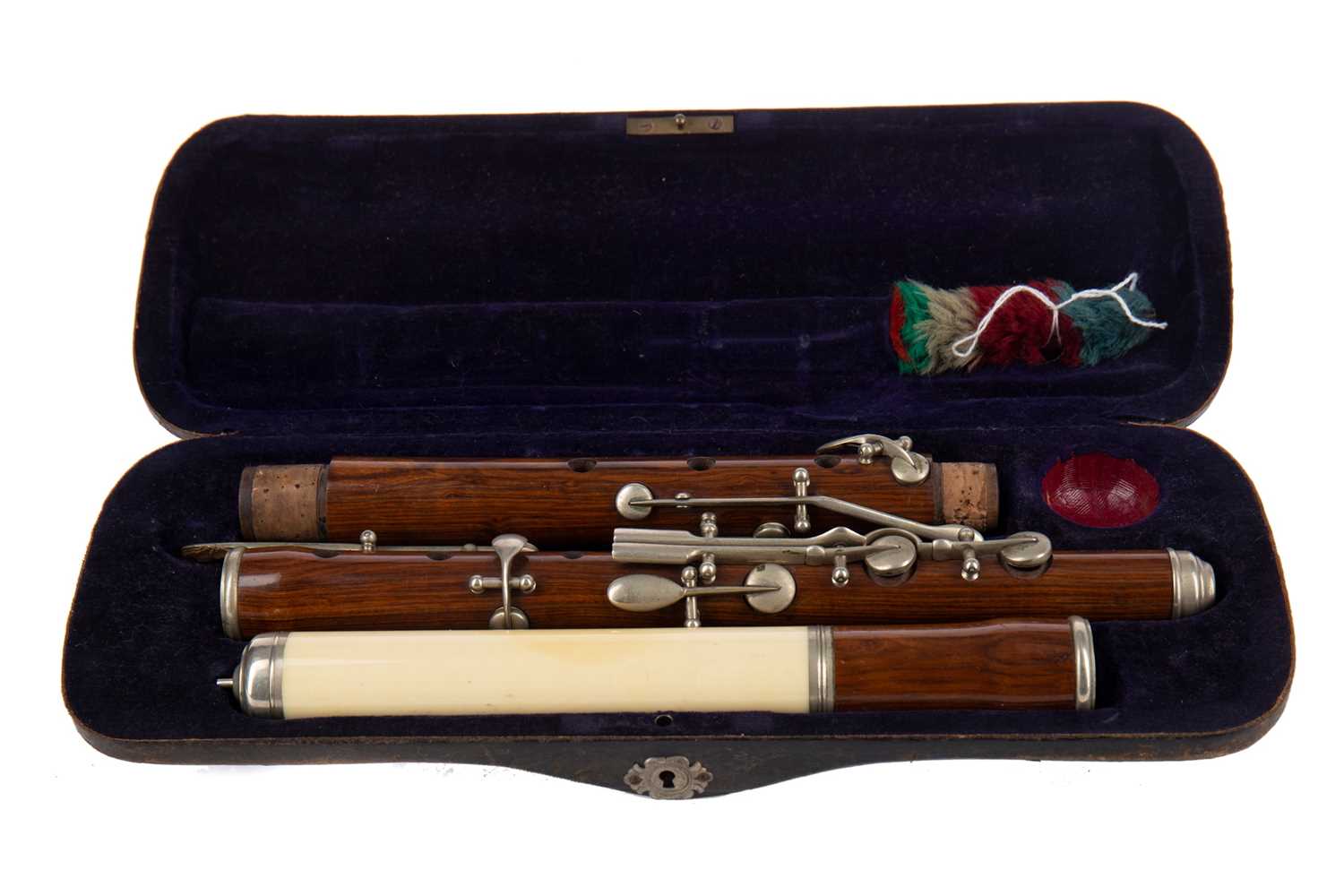 Lot 1169 - A LATE 19TH/EARLY 20TH CENTURY IVORY MOUNTED ROSEWOOD FLUTE