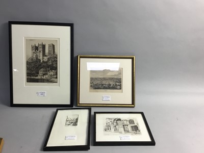 Lot 429 - H.M BLAKE DURHAM CATHEDRAL ETCHING AND OTHER PICTURES