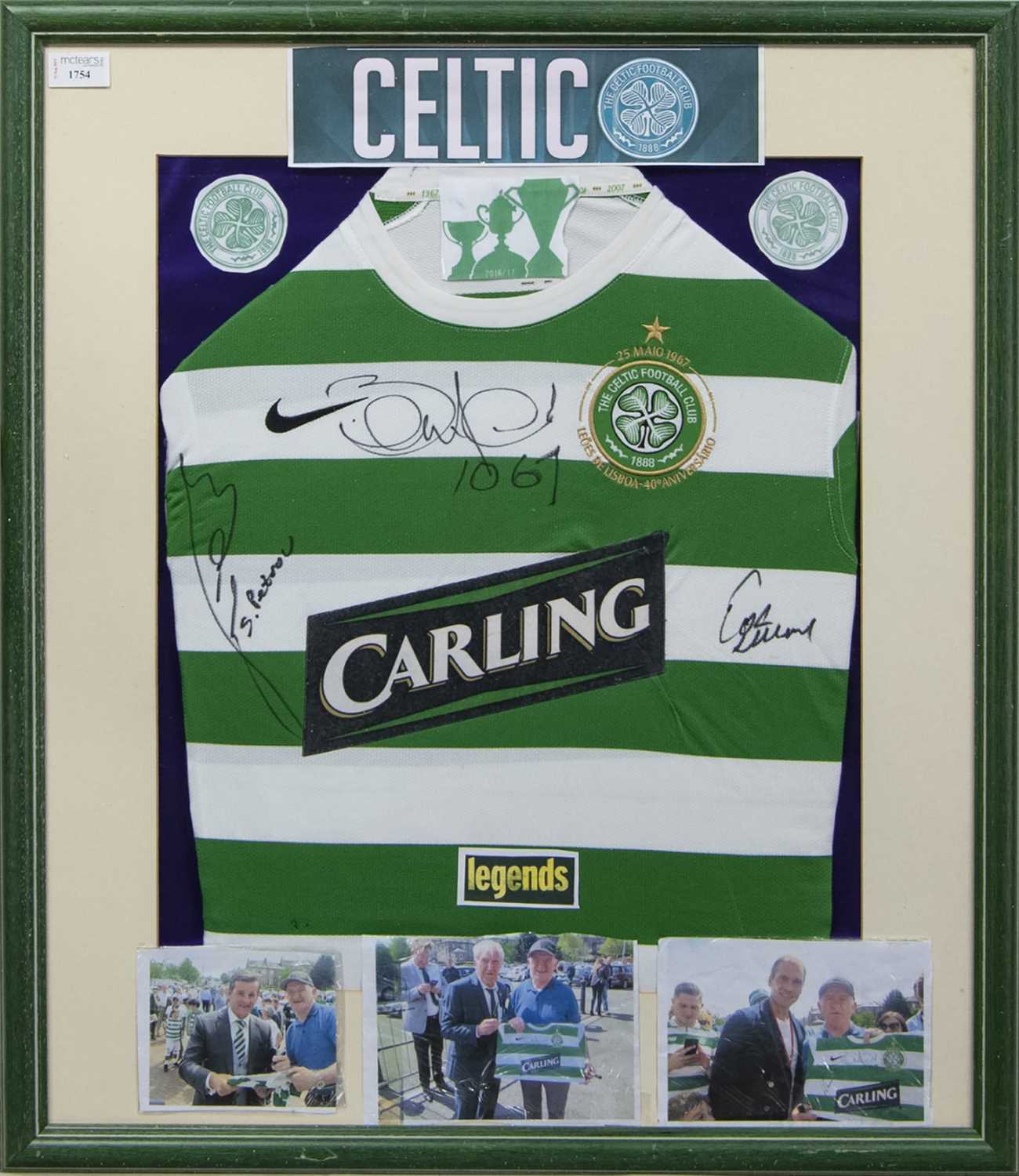 Lot 1754 - A STILIYAN PETROV, BERTIE AULD AND TOSH MCKINLAY SIGNED CETLIC F.C. JERSEY