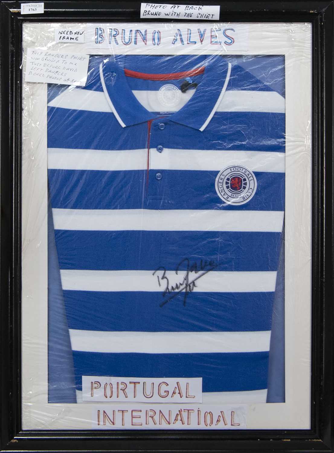 Lot 1763 - A BRUNO ALVES SIGNED RANGERS F.C. POLO TOP