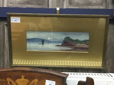 Lot 451 - A 20TH CENTURY JAPANESE SCHOOL, BOATS ON A MOONLIT SHORE