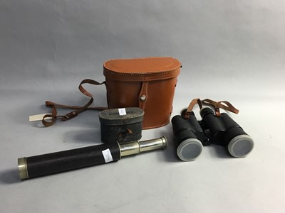 Lot 468 - A PAIR OF BINOCULARS, TELESCOPE AND OTHER BINOCULARS