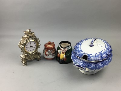 Lot 548 - A JAPANESE KUTANI LIDDED JAR, TUREEN, TOBY JUG AND CLOCK