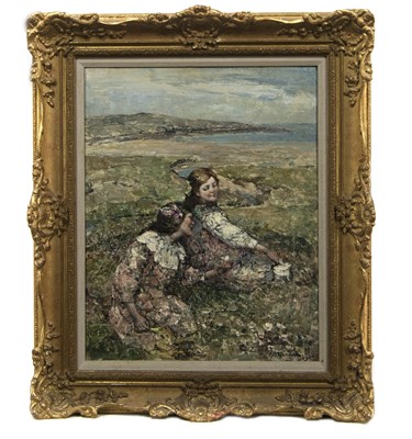 Lot 2025 - HAPPY HOWLS, AN OIL BY EDWARD ATKINSON HORNEL