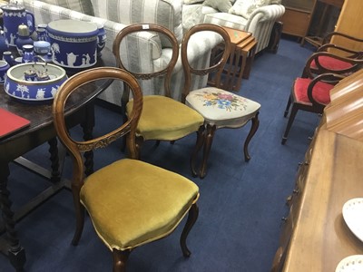 Lot 462 - A SET OF THREE VICTORIAN WALNUT BALLOON BACK SINGLE CHAIRS