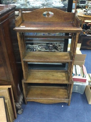 Lot 576 - AN ARTS & CRAFTS OAK OPEN BOOKCASE