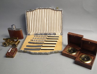 Lot 540 - A SATCHEEL THERMOMETER, OPERA GLASSES AND OTHER ITEMS