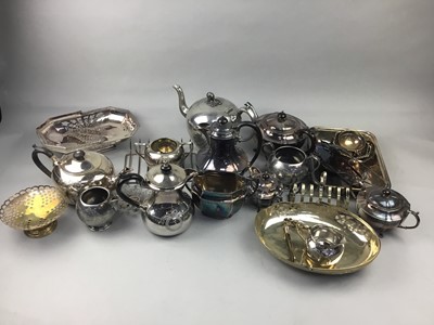 Lot 486 - A SILVER PLATED TEA AND COFFEE SERVICE AND OTHER SILVER PLATED WARE