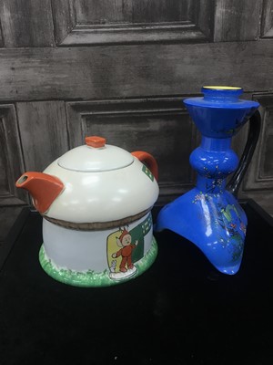 Lot 518 - A SHELLEY CERAMIC CANDLE STAND AND A SHELLEY TEA POT