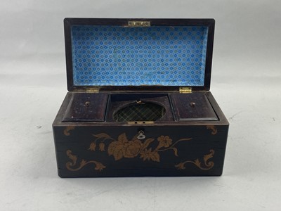 Lot 494 - A VICTORIAN MARQUETRY TEA CADDY