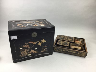 Lot 488 - A JAPANESE LACQUERED BOX AND A GAMES BOX