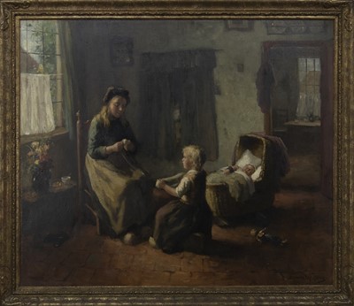 Lot 181 - MOTHER AND CHILDREN, AN OIL BY BERNARD DE HOOG
