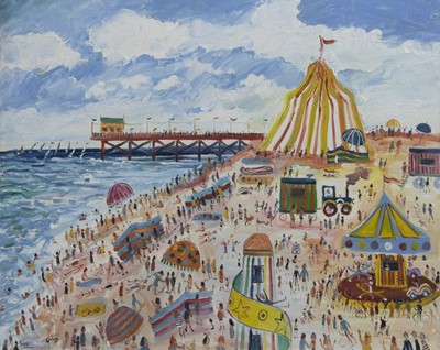Lot 558 - FAIR BY THE SEA, AN OIL BY SIMEON STAFFORD