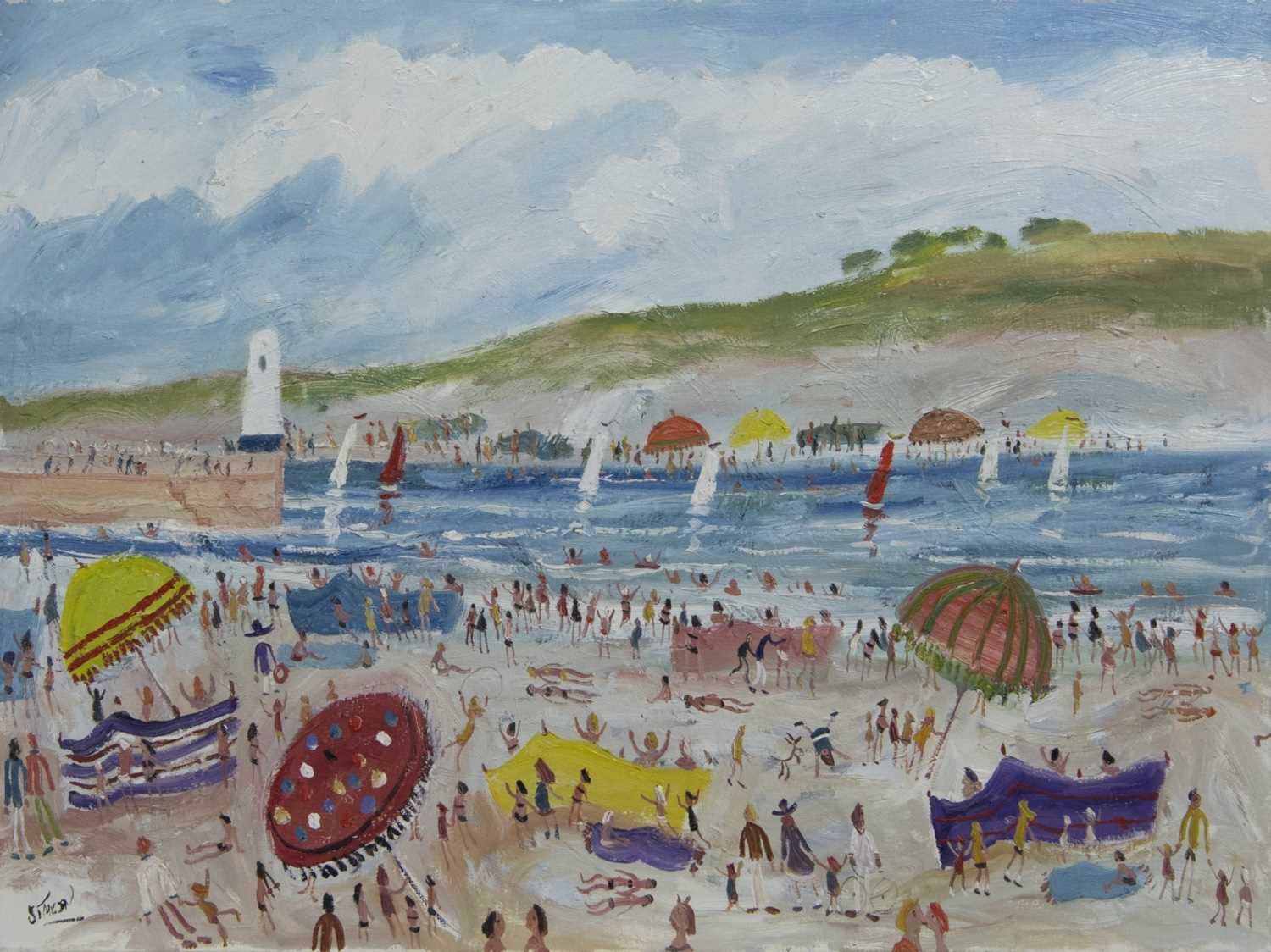 Lot 557 - ST IVES, AN OIL BY SIMEON STAFFORD