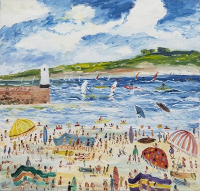 Lot 198 - ST IVES, AN OIL BY SIMEON STAFFORD