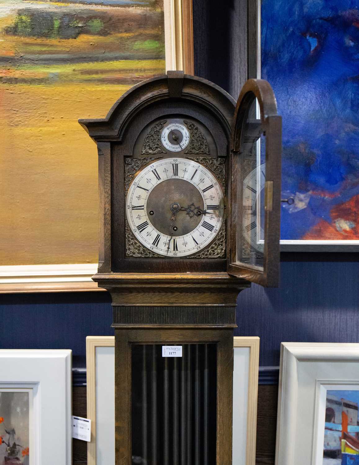 Lot 1177 - AN EARLY 20TH CENTURY GRANDMOTHER CLOCK