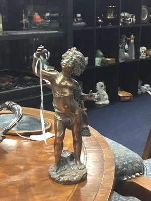 Lot 598 - A BRONZE FIGURE OF A CHILD