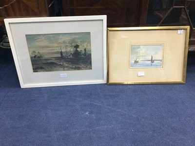 Lot 302A - A LOT OF TWO WATERCOLOURS AND A FRAMED PRINT