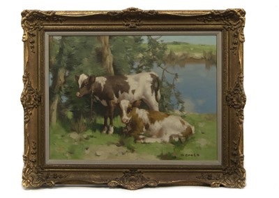 Lot 2001 - A CORNER OF THE SOLWAY, AN OIL BY DAVID GAULD