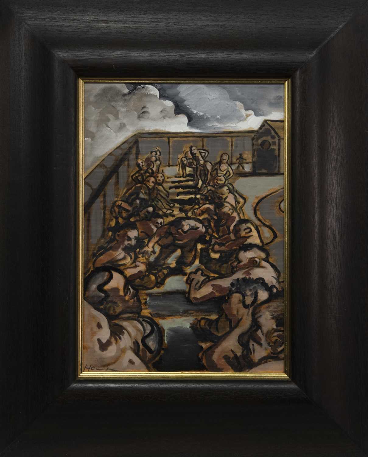 Lot 531 - IN THE ARMY, AN OIL BY PETER HOWSON
