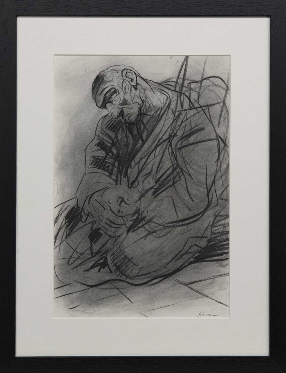 Lot 533 - STUDY FOR "THE PENITENCE OF KING DAVID" NO. 4, A CHARCOAL BY PETER HOWSON