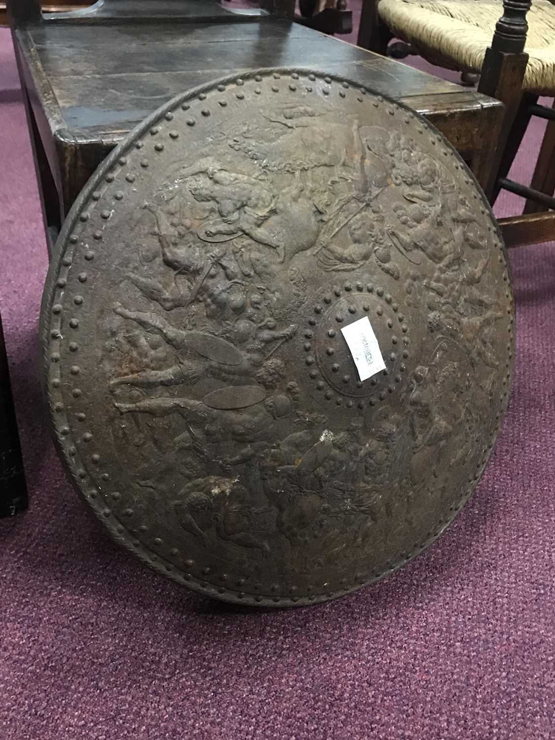 Lot 213 - A CAST IRON SHIELD WALL HANGING