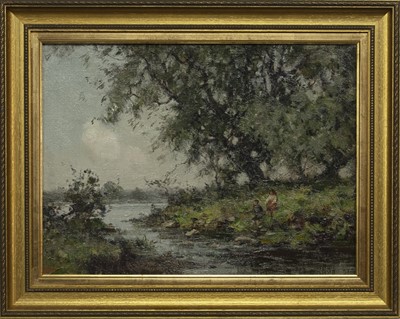 Lot 183 - FISHING IN THE AFTERNOON, AN OIL ATTRIBUTED TO JOHN A HENDERSON TARBET