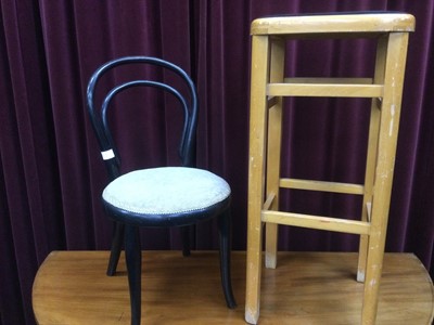 Lot 650 - A CHILD'S BENTWOOD CHAIR, STOOL AND TABLE SECTION