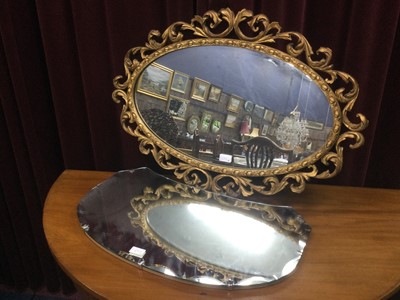 Lot 652 - A GILT FRAMED OVAL WALL MIRROR AND ANOTHER MIRROR